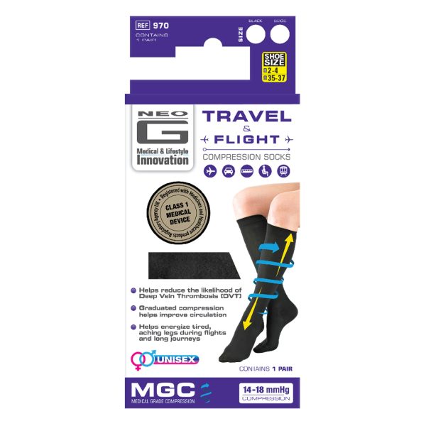 Neo G Travel & Flight Compression Socks Black (X-Large) Online now