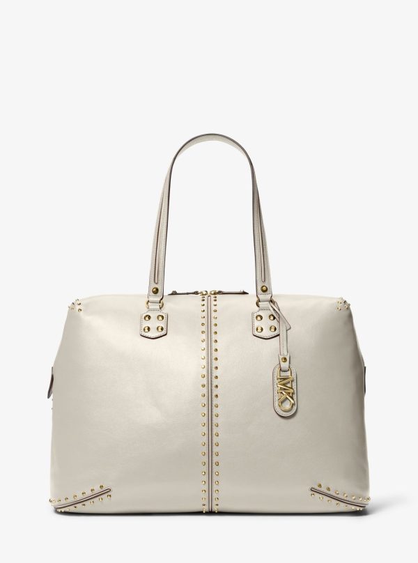 Astor Extra-Large Studded Leather Weekender Bag For Sale