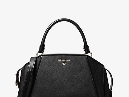 Cleo Medium Saffiano Leather Satchel Hot on Sale