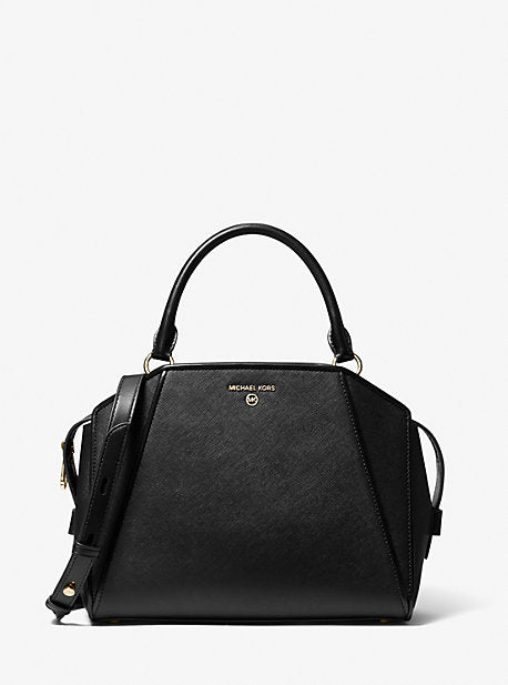 Cleo Medium Saffiano Leather Satchel Hot on Sale