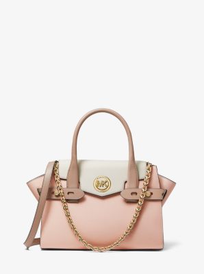 Carmen Small Color-Block Saffiano Leather Belted Satchel For Sale