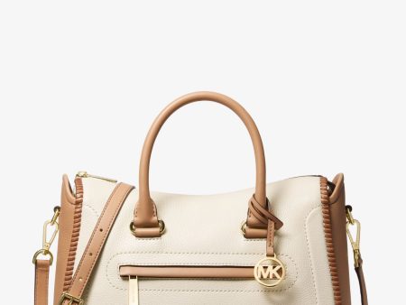 Carine Large Two-Tone Leather Satchel Supply