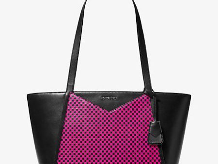 Whitney Large Checkerboard Logo Leather Tote Bag Online now