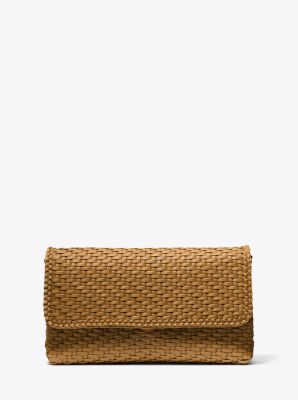 Carole Hand-Woven Leather Foldover Clutch Supply