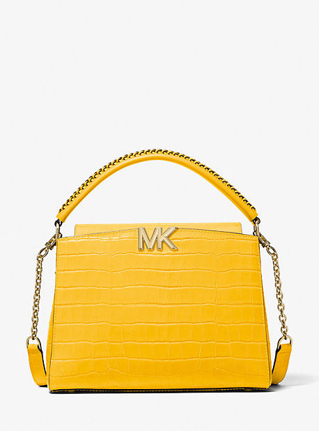 Karlie Medium Crocodile Embossed Leather Satchel Online Hot Sale