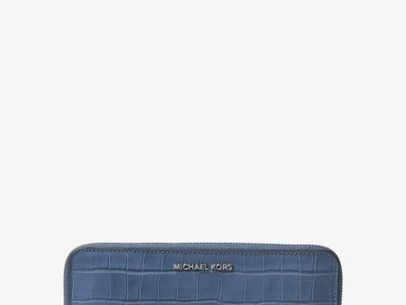 Crocodile-Embossed-Leather Continental Wallet Hot on Sale