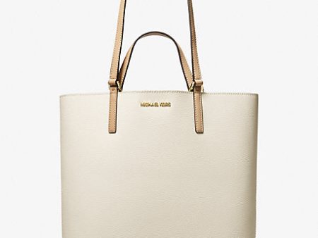 Kelli Large Two-Tone Pebbled Leather Tote Bag Online now