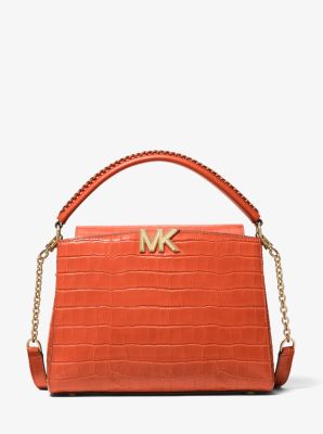 Karlie Medium Crocodile Embossed Leather Satchel Online Hot Sale