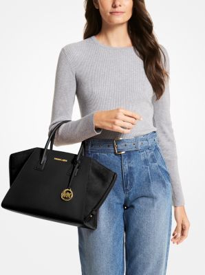 Avril Large Pebbled Leather Top-Zip Satchel Hot on Sale