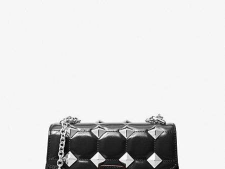 Soho Small Studded Quilted Patent Leather Shoulder Bag Cheap