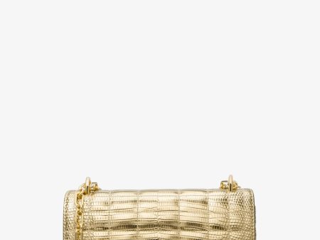 Tribeca Small Quilted Metallic Lizard Embossed Leather Shoulder Bag Online Hot Sale