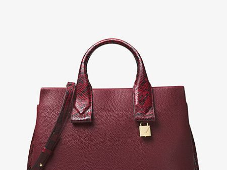 Rollins Large Snake-Embossed Leather Satchel Online