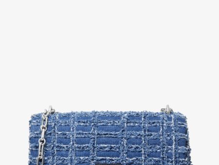 Tribeca Large Frayed Denim Shoulder Bag For Sale