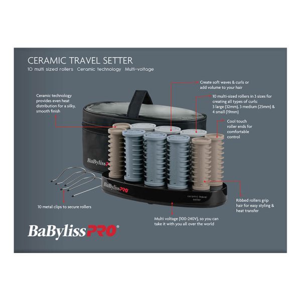 BaBylissPRO Ceramic Travel Setter Roller Set - 10pc Online