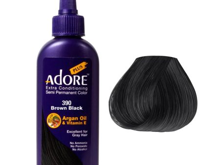 Adore Plus Semi Permanent Hair Colour - Brown Black 390 100ml Online now