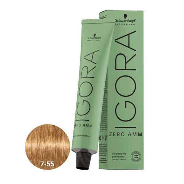 Schwarzkopf Igora Zero Ammonia Color Creme - 7-55 Medium Blonde Gold 60ml Hot on Sale