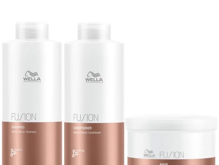 Wella Professionals Fusion Intense Repair Big Bottle Trio Bundle Online Hot Sale