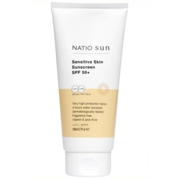 Natio Sensitive Skin Sunscreen SPF 50+ 200ml For Sale