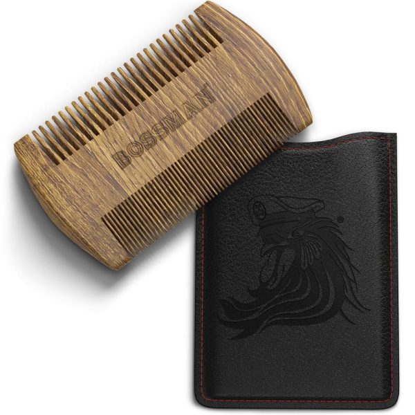 Bossman Pocket Sandalwood Beard and Moustache Comb on Sale