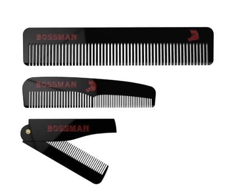 Bossman Set of 3 Acetate Beard, Moustache, Hair Combs Discount